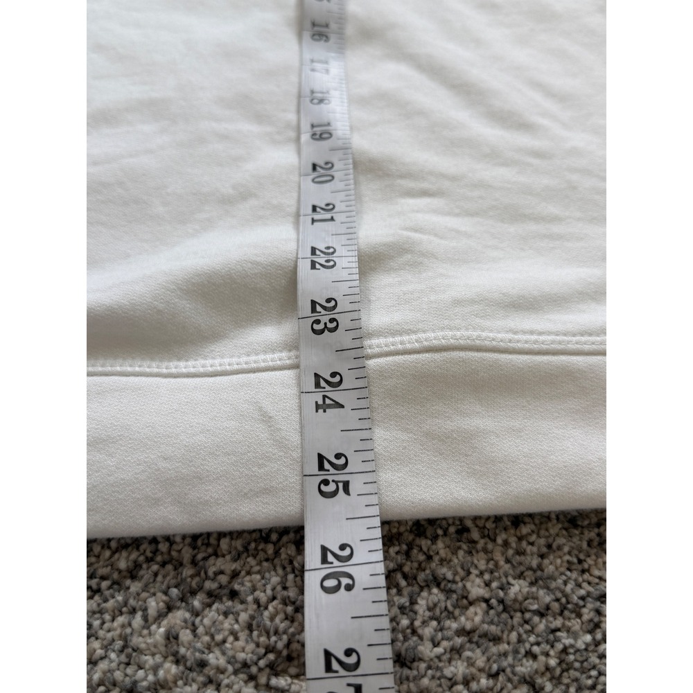 Albion Fit Women White Script Logo Crewneck Sweatshirt Size M Cotton Fleece EUC - Picture 5 of 7